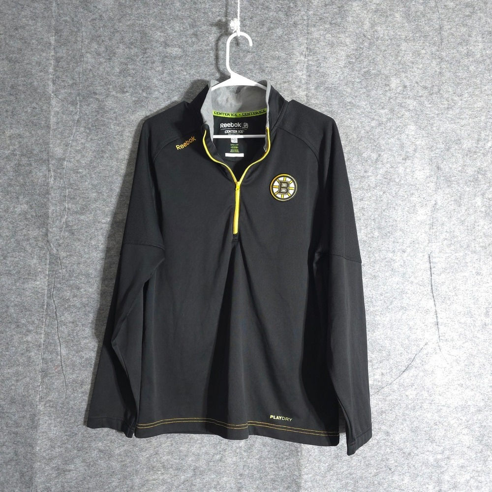 Boston Bruins Center Ice Collection Quarter Zip Pullover Men's M Reebok Sports